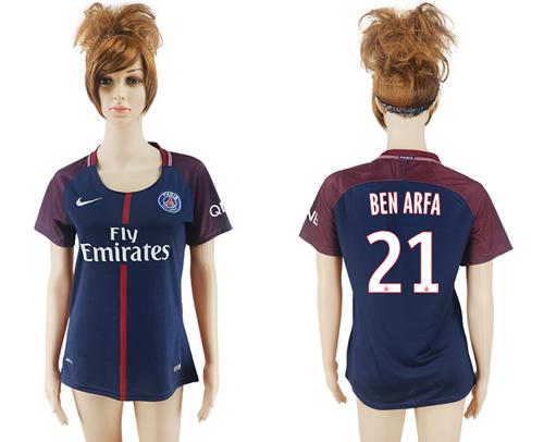 Women's Paris Saint-Germain #21 Ben Arfa Home Soccer Club Jersey
